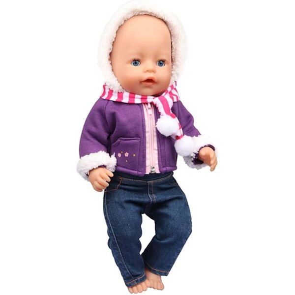 Lässige Kleidung für 46 cm große Puppen mit Mantel, Schal und Hose – Uteruik