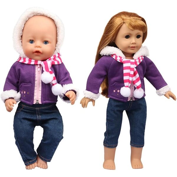 Lässige Kleidung für 46 cm große Puppen mit Mantel, Schal und Hose – Uteruik