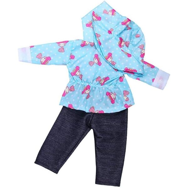 Impermeabile completo casual per bambola 46 cm con cappotto, pantaloni e cappello