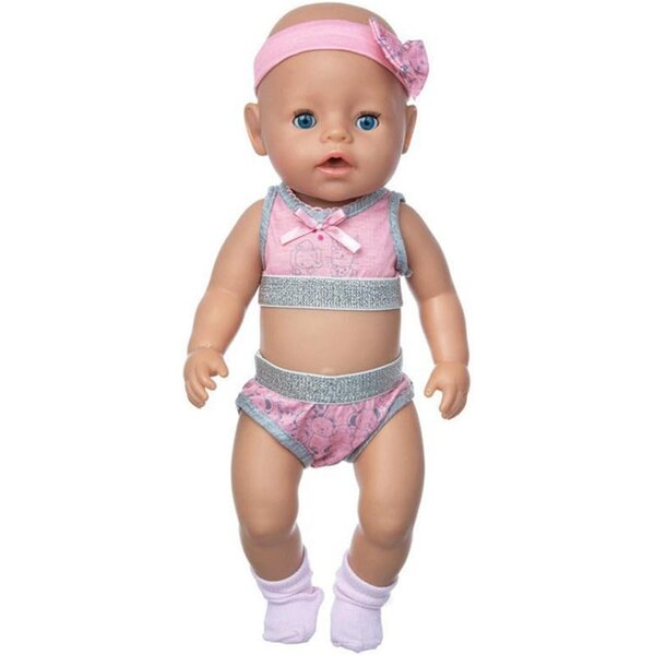 Completo Intimo Rosa per Bambola Americana 46 cm - Canottiera, Slip e Fascia Capelli