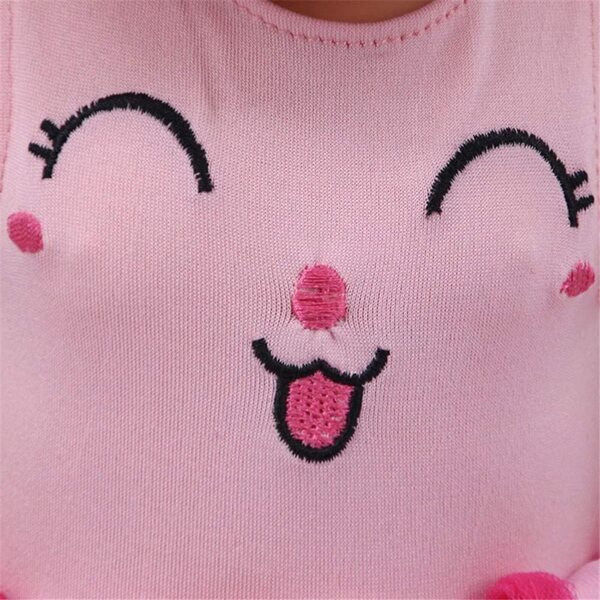 Kleidung für 46-cm-Puppen – lässiges rosa Outfit mit Spitzenrock und Hasen-Stirnband
