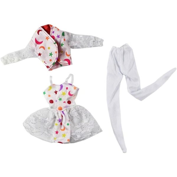 Kleidung für 30-cm-Puppen – Mantel mit Sternen und Mond, Tutu und lässige Leggings