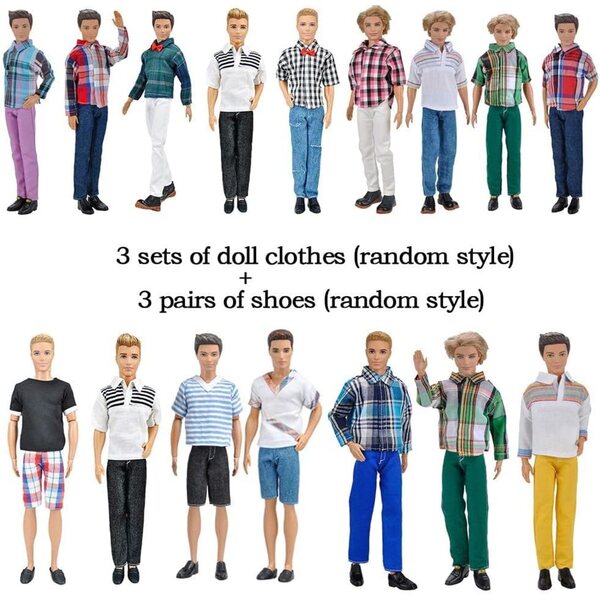 3 Set Abiti e Scarpe in Pelle per Bambole Maschili da 12 Pollici - Accessori Casual