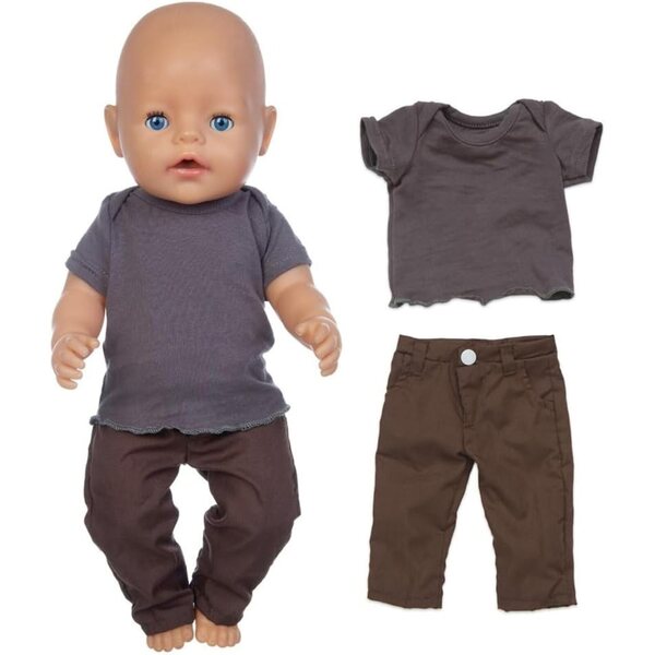Kleidung für amerikanische Puppen 46 cm – komplettes T-Shirt und braune Hose Uteruik