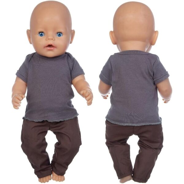 Kleidung für amerikanische Puppen 46 cm – komplettes T-Shirt und braune Hose Uteruik