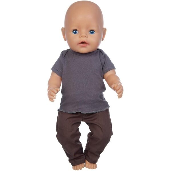 Kleidung für amerikanische Puppen 46 cm – komplettes T-Shirt und braune Hose Uteruik
