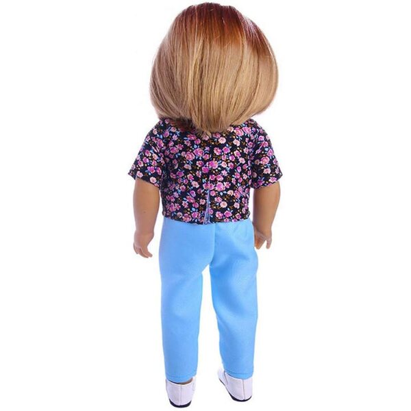 Completo casual floreale per bambole americane 46 cm con maglietta e pantaloni