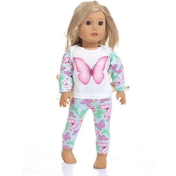 Amerikanische Puppenkleidung 46 cm – Set mit langen Ärmeln und Schmetterlingshosen