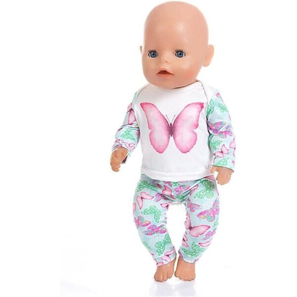 Amerikanische Puppenkleidung 46 cm – Set mit langen Ärmeln und Schmetterlingshosen