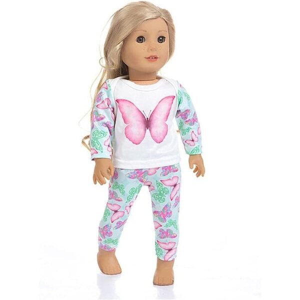 Amerikanische Puppenkleidung 46 cm – Set mit langen Ärmeln und Schmetterlingshosen