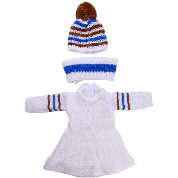 Abito Maglia per Bambola Americana 46 cm con Cappello e Sciarpa Bianco