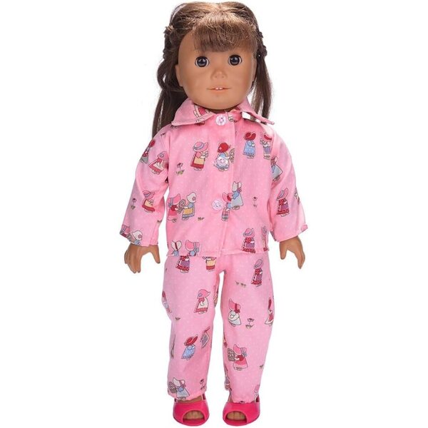 Completo Pigiama Rosa per Bambola Americana 46 cm - Top e Pantaloni Accessorio Costume
