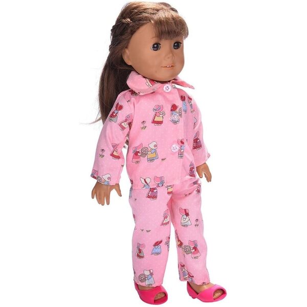 Completo Pigiama Rosa per Bambola Americana 46 cm - Top e Pantaloni Accessorio Costume