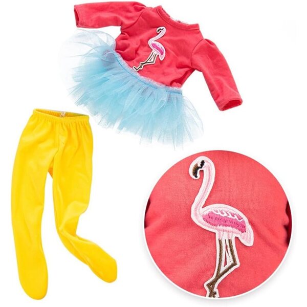 Flamingo-Kleid und Leggings für amerikanische Puppen 46 cm – Freizeitkleidung