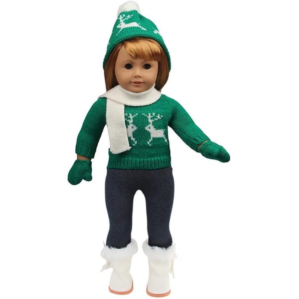 Set vestiti natalizi Uteruik per bambola americana 46 cm con maglione e accessori