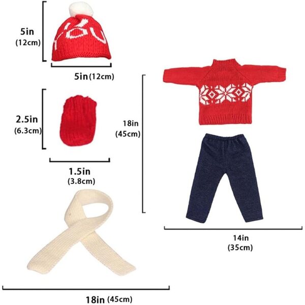 Set vestiti natalizi Uteruik per bambola americana 46 cm con maglione e accessori