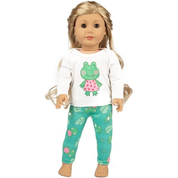 Bekleidungsset für 46-cm-Puppen mit langärmeligem T-Shirt und Hose mit Animal-Print