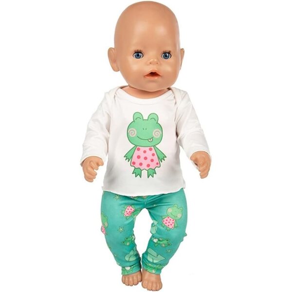 Bekleidungsset für 46-cm-Puppen mit langärmeligem T-Shirt und Hose mit Animal-Print
