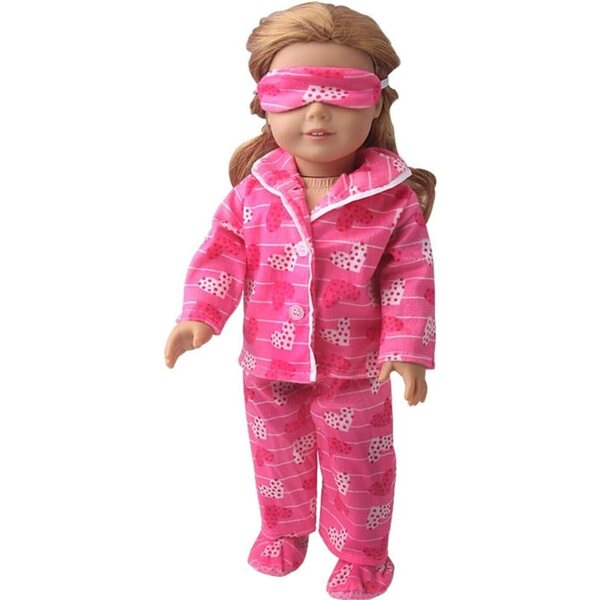 Pyjama-Set für amerikanische Puppen, 46 cm, mit Augenmaske, Schuhen und Accessoires