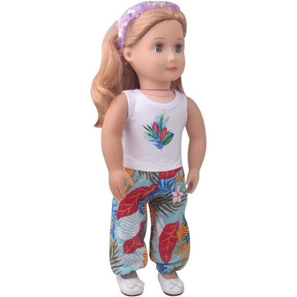 Lässiges Outfit für 18-Zoll-amerikanische Puppen – ärmelloses Oberteil und Hose