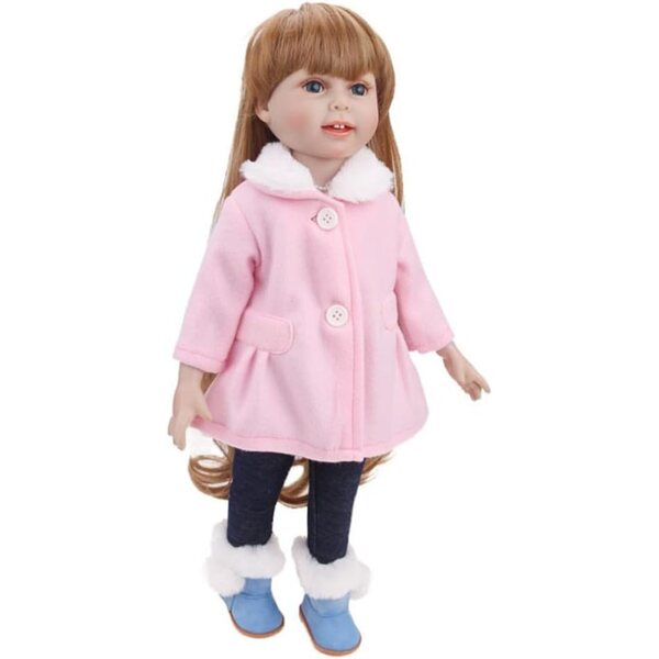 Rosa lässiges Winteroutfit für amerikanische Puppen 46 cm – Set aus Mantel und Hose