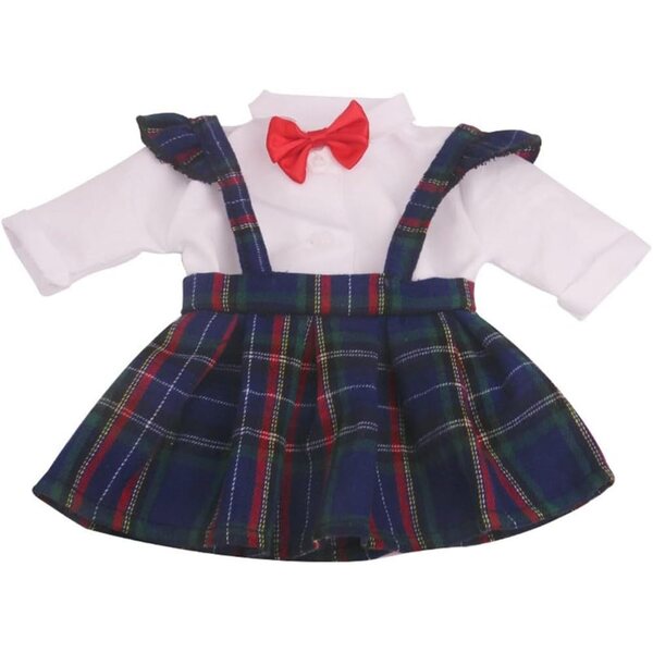 Bekleidungsset für American Doll 46 cm – Karierter Rock und Hemd mit Fliege