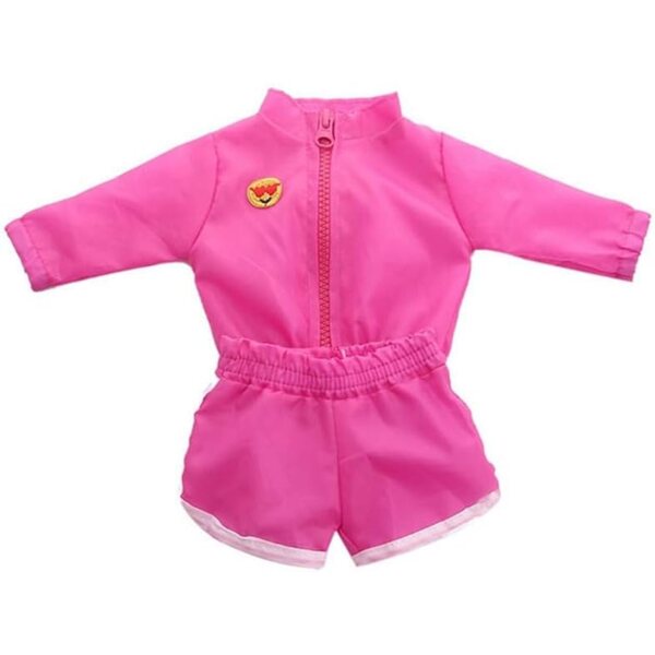 Abbigliamento Sportivo Bambola Americana 46 cm - Giacca e Pantaloncini Rosso Rosa