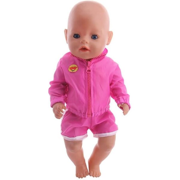 Abbigliamento Sportivo Bambola Americana 46 cm - Giacca e Pantaloncini Rosso Rosa