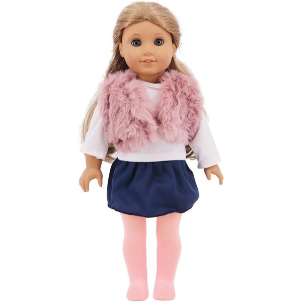 Bekleidungsset für American Doll 46 cm – Oberteil, Rock, Hose und Plüschweste