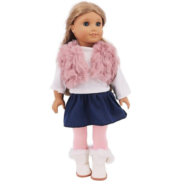 Bekleidungsset für American Doll 46 cm – Oberteil, Rock, Hose und Plüschweste