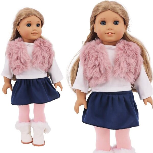 Bekleidungsset für American Doll 46 cm – Oberteil, Rock, Hose und Plüschweste
