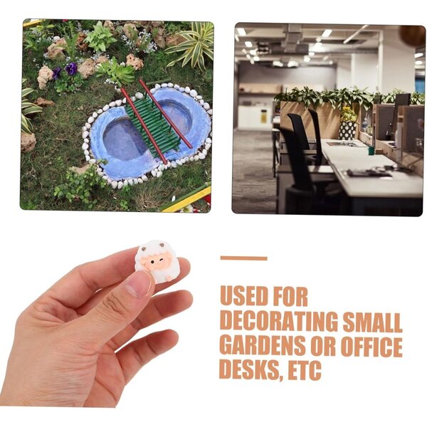 8 Stück Miniatur-Schafe aus weißem Harz für DIY-Dekorationen und Mikrolandschaften