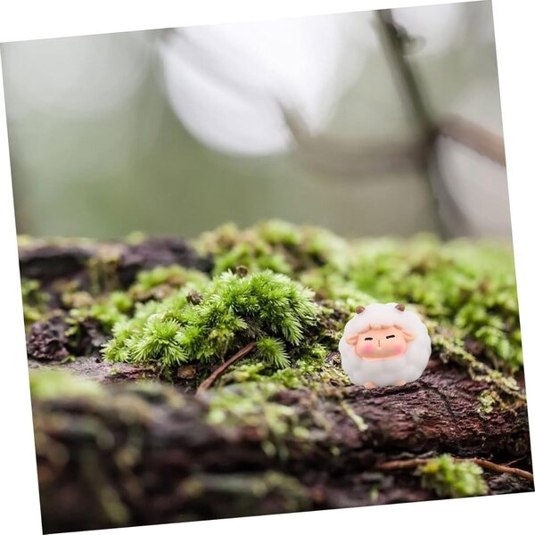 8 Stück Miniatur-Schafe aus weißem Harz für DIY-Dekorationen und Mikrolandschaften