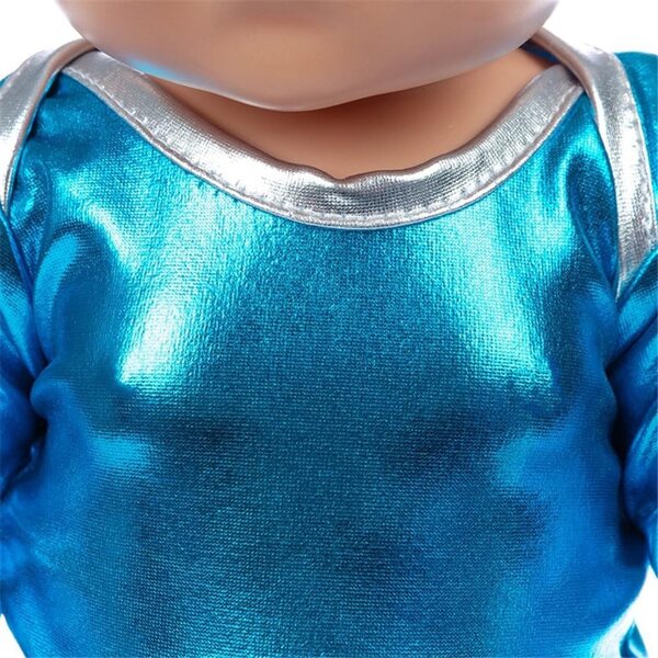 Kleidung für amerikanische Puppen 46 cm – blaues Oberteil mit langen Ärmeln und Freizeithosen