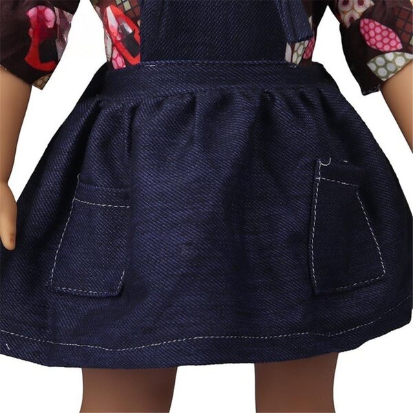 Kleidungsset für American Doll 46 cm – Jeansrock und kurzärmeliges T-Shirt