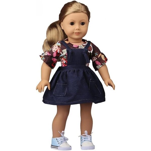 Kleidungsset für American Doll 46 cm – Jeansrock und kurzärmeliges T-Shirt