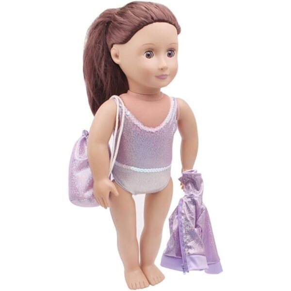 Kleidung für amerikanische Puppen 46 cm – Mantel, Körper und Rucksack in Lila