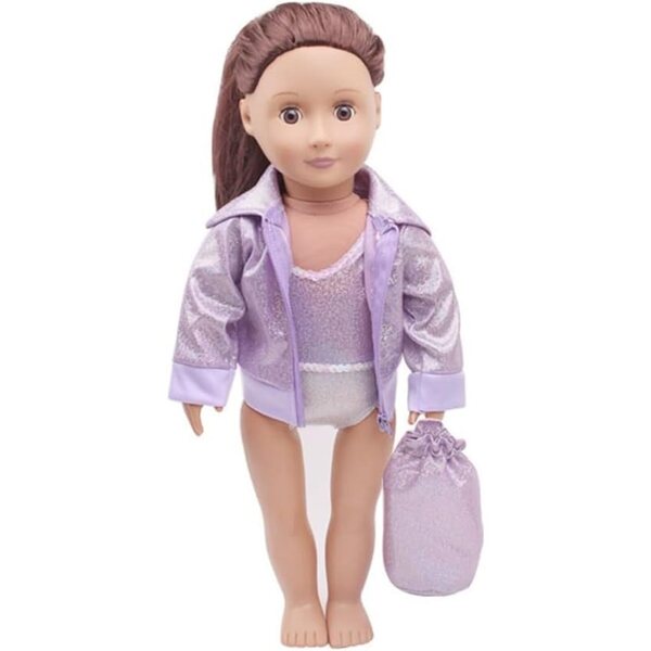 Kleidung für amerikanische Puppen 46 cm – Mantel, Körper und Rucksack in Lila