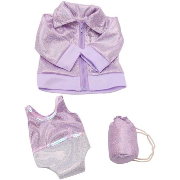 Kleidung für amerikanische Puppen 46 cm – Mantel, Körper und Rucksack in Lila