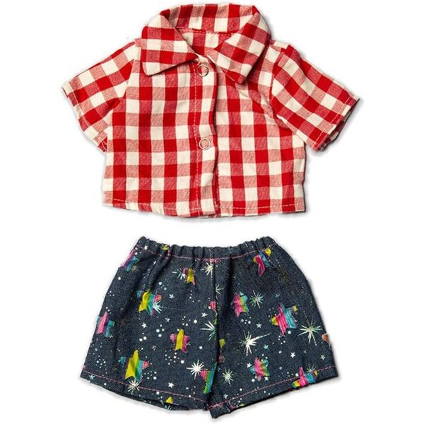 Puppenkleidung 46 cm – rot kariertes Hemd und lässige Shorts Uteruik