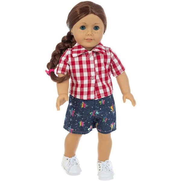 Puppenkleidung 46 cm – rot kariertes Hemd und lässige Shorts Uteruik