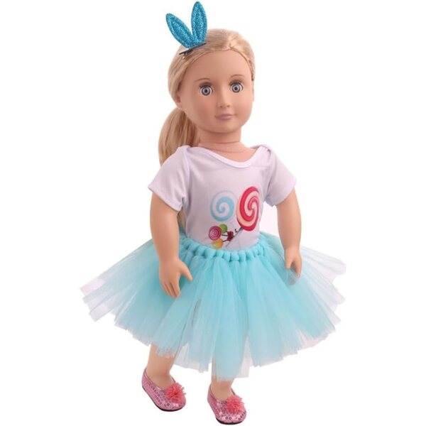 46-cm-Puppen-Outfit – Lollipop-T-Shirt und lässiger Spitzenrock Uteruik
