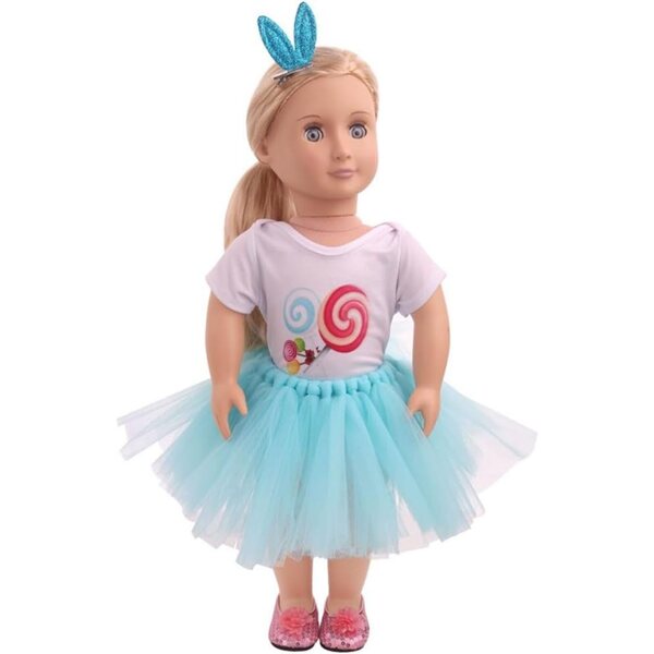 46-cm-Puppen-Outfit – Lollipop-T-Shirt und lässiger Spitzenrock Uteruik