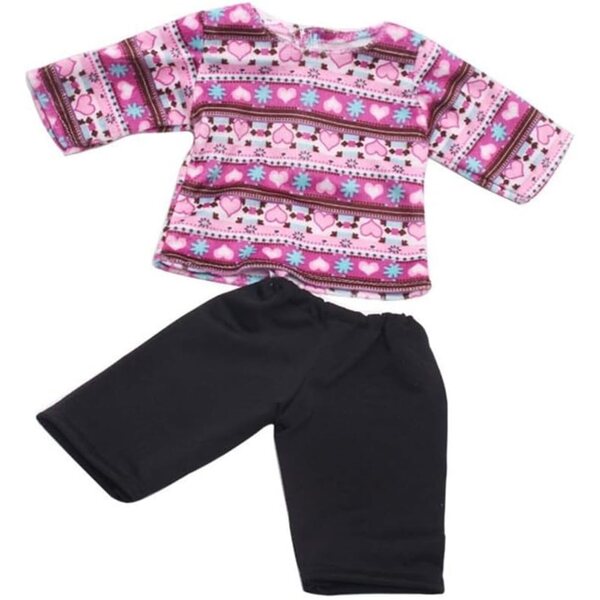 Kleidung für 46-cm-Puppen – langärmliges Oberteil und Hosen mit Herzen – lässiges Outfit