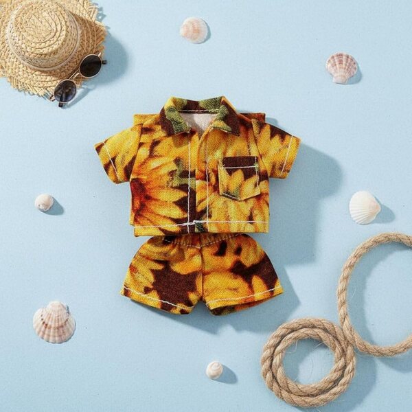 Gralara Vestiti per Bambola OB11 Stile Hawaiano Blu Scuro con Stampa Floreale