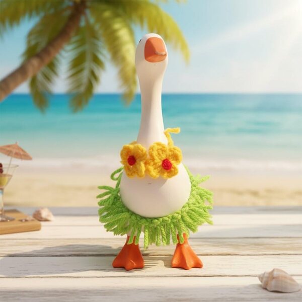 Set 4 abiti tropicali per oca da scrivania 17,8 cm, tema hawaiano estivo
