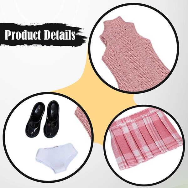 1/6 Bekleidungsset für TISHITA-Puppen – Oberteil, Rock, Socken, Schuhe und Accessoires