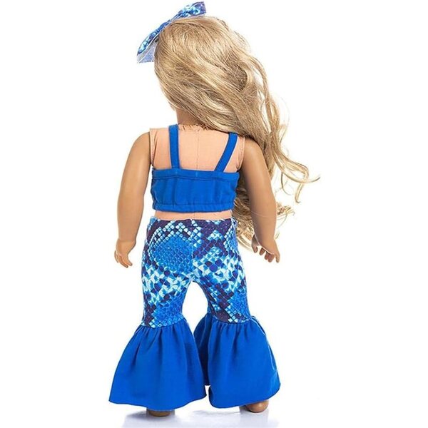 Kleidung für 46-cm-Puppen mit Oberteil, ausgestellter Hose und Schleifenkopfschmuck