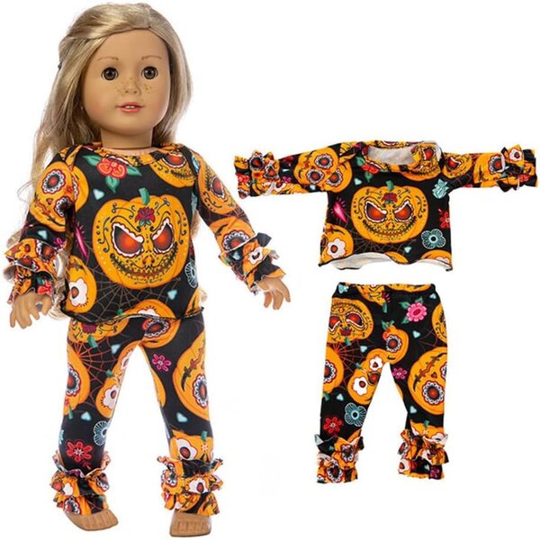 Costume Halloween Bambola 46 cm - Maglia Maniche Lunghe e Pantaloni in Set #B