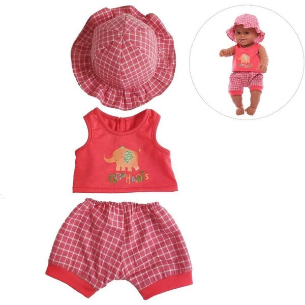 Kleidung für 46 cm große Uteruik-Puppen – Oberteil, Shorts, Hut und Accessoires